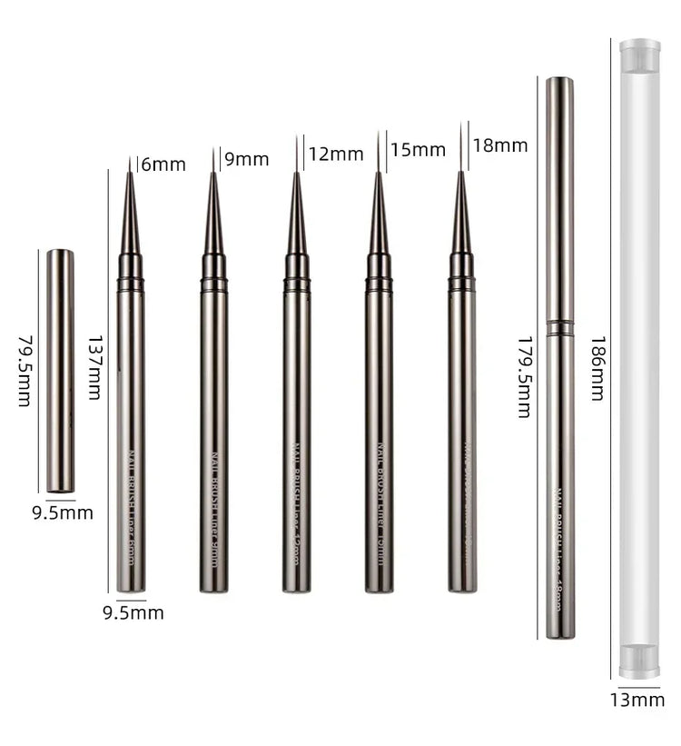5PCS Nail Art Liner Brushes Hand Painted Brush Acrylic UV Gel Colours Paints Builder Drawing Pen DIY Manicure Design Accessories
