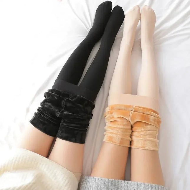 Women Thermal Stockings Winter Warm Elastic Slim Fleece Tights Pantyhose Thicken Plush High Waist Leggings Stocking Pants PlatiNum