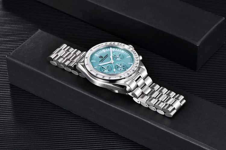 PAGANI DESIGN 500 Orologio da Uomo di Lusso con Tachimetro Circolare, Cronografo Sportivo, Vetro Zaffiro AR, Movimento Giapponese, Acciaio 316L, Luminoso