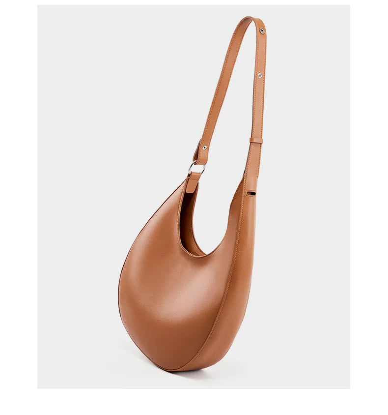 2025 New Genuine Leather Women Half Moon Bag Shoulder Ladies Luxury Underarm bag Commuter Shopping Handbag Bag For Women Gift