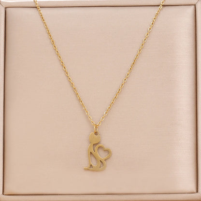 Collane in acciaio inossidabile Linea Cartoon Cat Pendenti Catena Girocollo Gioielli Collana di moda per gioielli da donna Regali per amici per feste