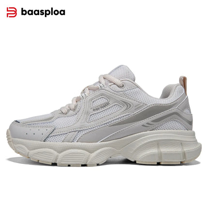 Baasploa Scarpe da corsa retrò da donna Scarpe da jogging sportive con lacci in rete da esterno Scarpe casual leggere e traspiranti antiscivolo da donna