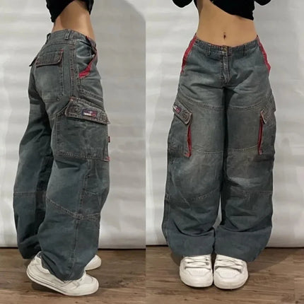 Jeans Larghi da Donna Y2K Gothic Hip Hop Joker con Stampa Retrò e Ricami a Lettere, Nuova Moda Americana 2026