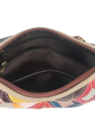 Borsa da Donna alla Moda, Borsa per Telefono in Vera Pelle Colorata con Motivo a Quadri, Borsa a Spalla e Tracolla