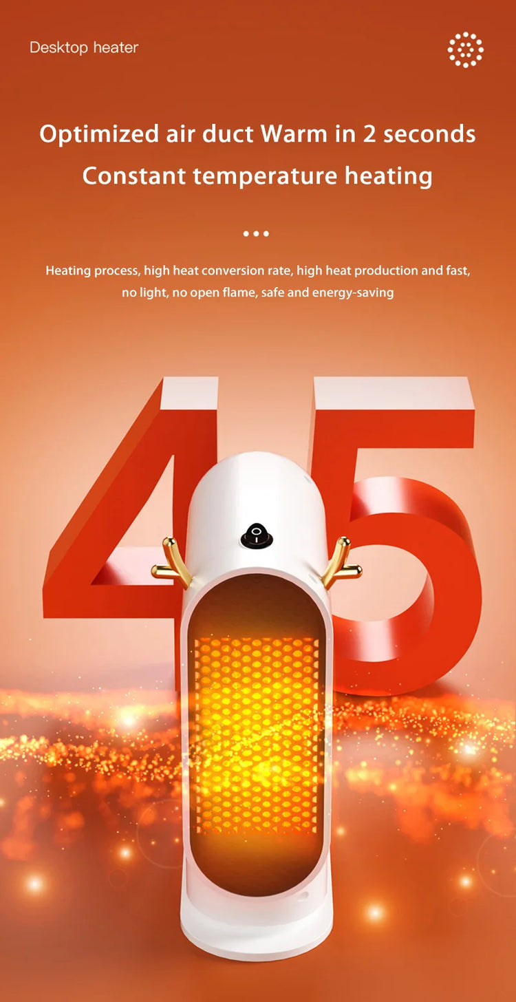 Electric Heater Winter Warmer Household Desktop Heater Fan Adjustable Thermostat Room Heater Home Appliance Heating Stove