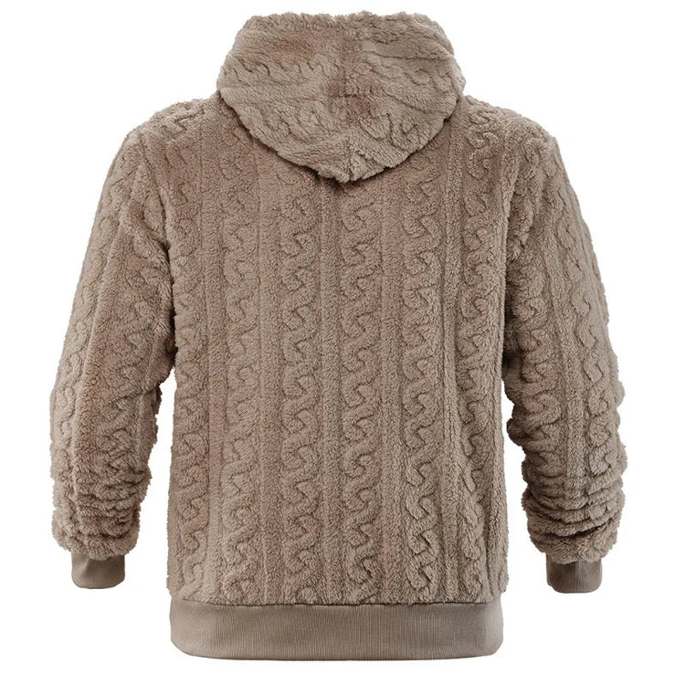 Cross-border Loose Men's Winter Retro Warm Double-Sided Velvet Casual Trend Hooded Pocket High Street Sweater