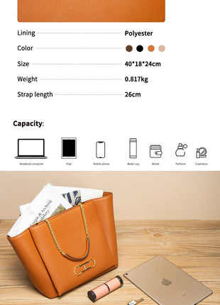 CHCH Women's Tote Bag 2026 Spring New Brown Magnetic Buckle Storage Bag Large Capacity Commuter Chain Bag PlatiNum