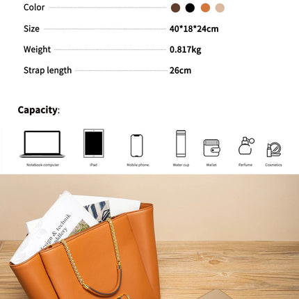 CHCH Women's Tote Bag 2026 Spring New Brown Magnetic Buckle Storage Bag Large Capacity Commuter Chain Bag PlatiNum