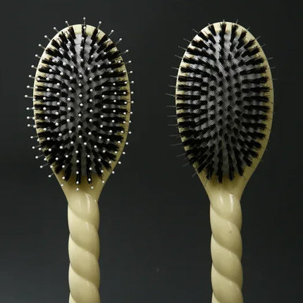 Scalp Massage Boar Bristle Fried Dough Twists Hair Brush Reduces Hair Breakage Detangling Hair Comb Portable Daily Hair Styling Accessories