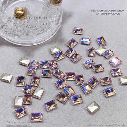 50pcs/bag Ice Sugar Rectangular Pointed Nail Art Jewelry Right Angle Nail Diamond Sugar Diamond Super Flash Nail Jewelry 6mmx8mm