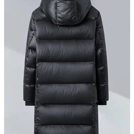 -30 ℃ Cold-proof Long Down Jacket Men's Light Luxury Black Gold Lightweight 95% Goose Down Jacket Unisex Winter Warm Hooded Coat PlatiNum