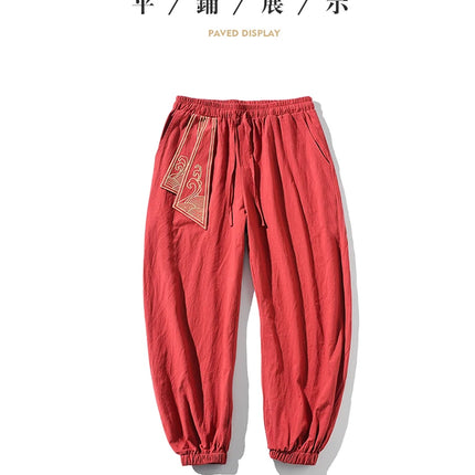 Kimono da uomo in cotone e lino costume da samurai giapponese Ukiyo-e cintura con stampa pantaloni stile harem retrò pantaloni larghi da uomo Hip Hop Harajuku Haori