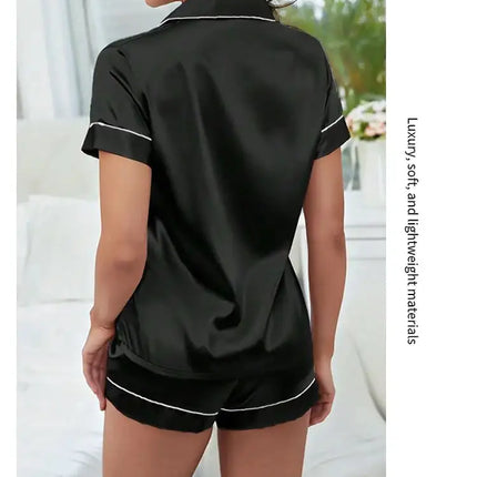 Pigiama da donna in raso di seta estivo Set Top e pantaloncini abbottonati 2 pezzi indumenti da notte colletto dentellato indumenti da notte Loungewear per le donne platinumshop