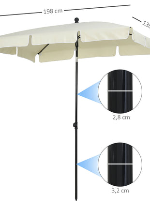 Outsunny Ombrellone da giardino rettangolare dritto inclinabile in alluminio e poliestere ad alta densità 2 x m 1,3 beige chiaro