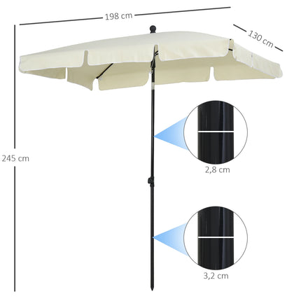 Outsunny Rectangular Straight Tilt Garden Parasol in Aluminum and High-Density Polyester 2 x 1.3 m Light Beige