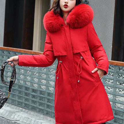 Winter Jacket 2026 New Women Parka Clothes Long Coat Wool Liner Hooded Jacket Fur Collar Thick Warm Snow Wear Padded Parka 6XL
