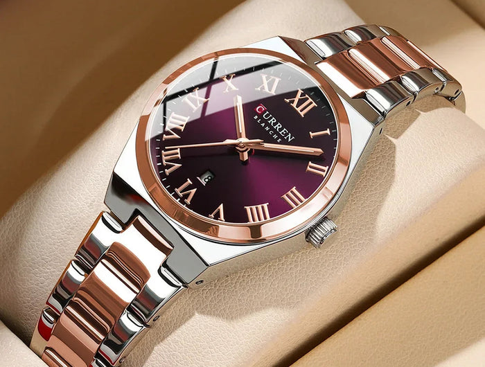 CURREN Orologio da donna, Orologi da donna, Orologi da donna, Abito alla moda impermeabile Bracciale in acciaio inossidabile Orologi analogici Data platinumshop
