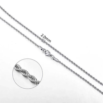 925 Sterling Silver 2/3/4MM 16-24 Inches Rope Chain Necklace For Men Women Fashion Punk Wedding Party Gifts Jewelry Charm PlatiNum