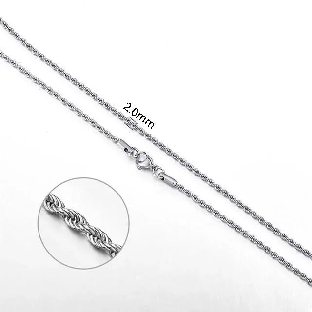 925 Sterling Silver 2/3/4MM 16-24 Inches Rope Chain Necklace For Men Women Fashion Punk Wedding Party Gifts Jewelry Charm PlatiNum