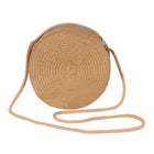 Borse a Spalla, Borsa Intrecciata Rotonda in Rattan, Borsa Estiva da Spiaggia in Paglia