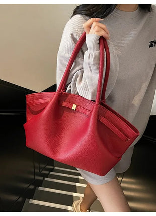 Nuove Borse a Spalla di Lusso 2026 con Motivo Lychee, in Pelle PU Tinta Unita, Borse da Donna di Grande Capacità, Borsa Tote da Viaggio