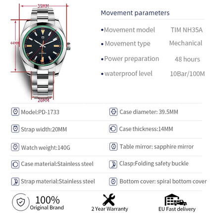 Nuovo Orologio Meccanico da Uomo PAGANI DESIGN 2026, Orologio Automatico di Lusso con Vetro Zaffiro AR, Movimento NH35/8215