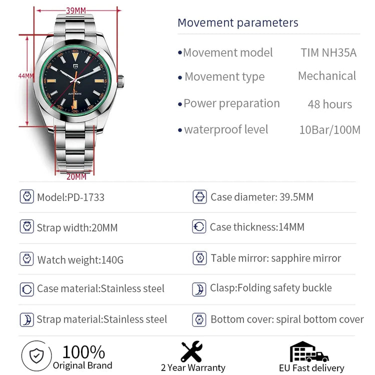 Nuovo Orologio Meccanico da Uomo PAGANI DESIGN 2026, Orologio Automatico di Lusso con Vetro Zaffiro AR, Movimento NH35/8215