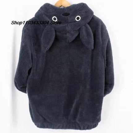 DTR Totoro cosplay sweater Kawaii Hoodie Sweatshirt My Neighbor Coat Fleece Overcoat With Ears Harajuku Cute Jackets ChristmaDTR