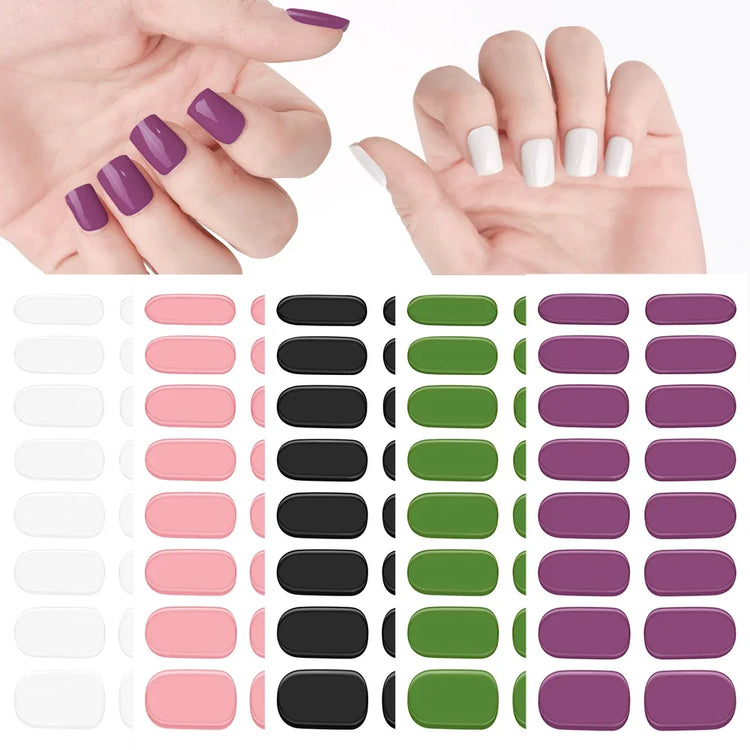 Semi Cured Wraps Fast Gel Nail Sticker Soild Nail Gel Wraps Adhesive Full Cover Gel Nail Decal UV Lamp Cured Manicure Decoration2028