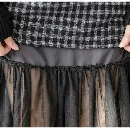 Woolen plaid skirt autumn and winter 2025 new plaid foreign style small man a word hip wrap medium and long skirt PlatiNum