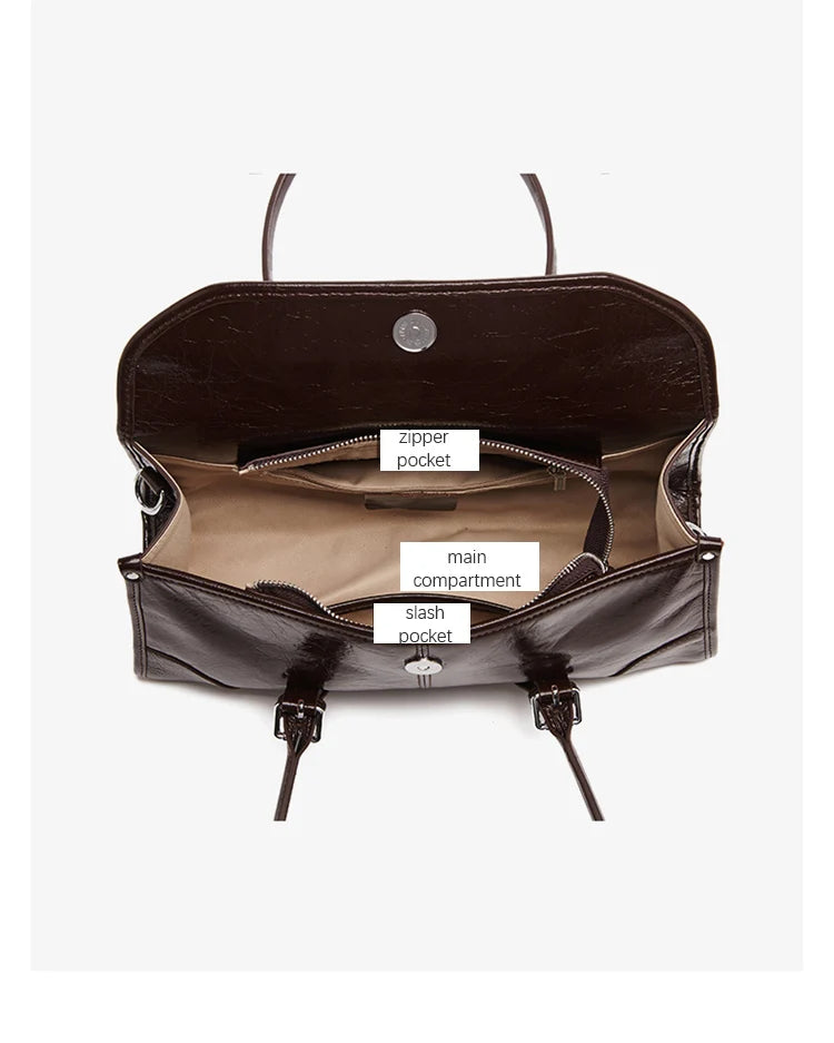 FOXER Lady's Shoulder Bag Genuine Leather Cross Body Bag 2025 Autumn Winter Large Capacity Travel Bag Commute Work Elegant