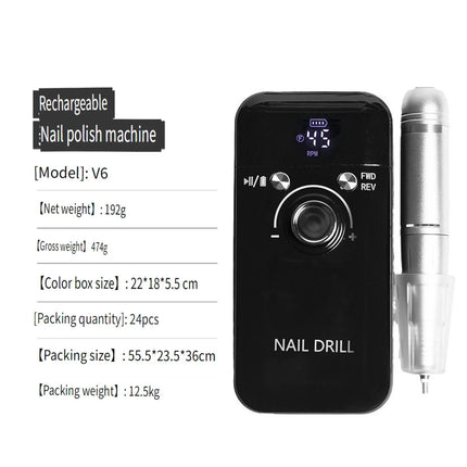 Wireless Portable Rechargeable Electric Nail Polishing Machine New Cordless Nail Surface Polisher Gel Nail Remover Professional Home Salon Manicure Pedicure Care Tool For DIY Nail Art Design
