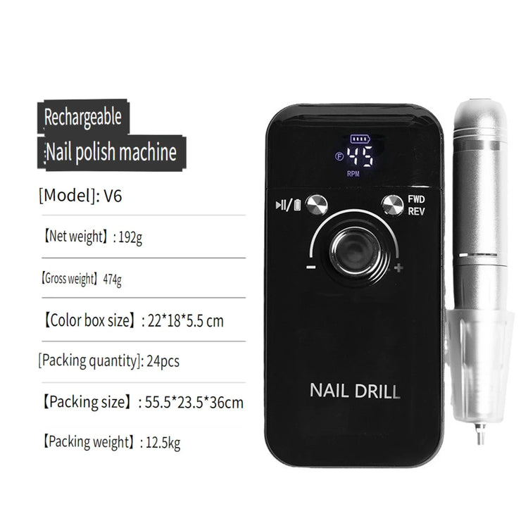 Wireless Portable Rechargeable Electric Nail Polishing Machine New Cordless Nail Surface Polisher Gel Nail Remover Professional Home Salon Manicure Pedicure Care Tool For DIY Nail Art Design