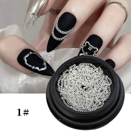 100CM Metal Chain Nail Art Rhinestone Gold/Silver Alloy Studs Nail Art Decorations Chains DIY Design Manicure Jewelry Accessory 2028