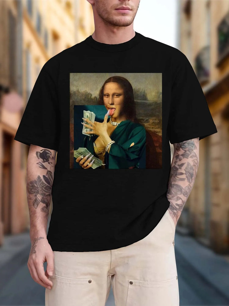 T-shirt estiva da uomo a maniche corte con motivo stampato, stile unisex, adatta per feste in casa come regalo