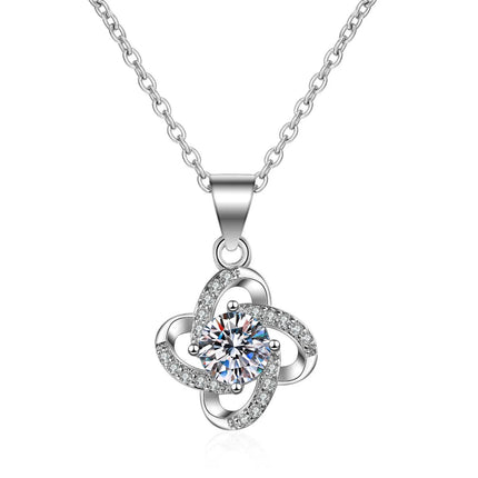 Nuova Collana in Argento Sterling 925 con Pendente in Zirconia 5A per Donna, Gioielli da Matrimonio, Accessori Raffinati, Catena alla Moda, Regalo per Feste PlatiNum