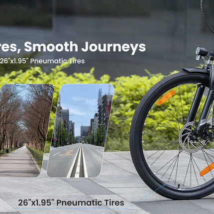 Bicicletta Elettrica Urbana Foride B1, Motore 250W, Coppia 45Nm, Batteria 36V 15.6Ah, Autonomia 90km, 5 Livelli di Assistenza, Modalità Camminata 6km/h