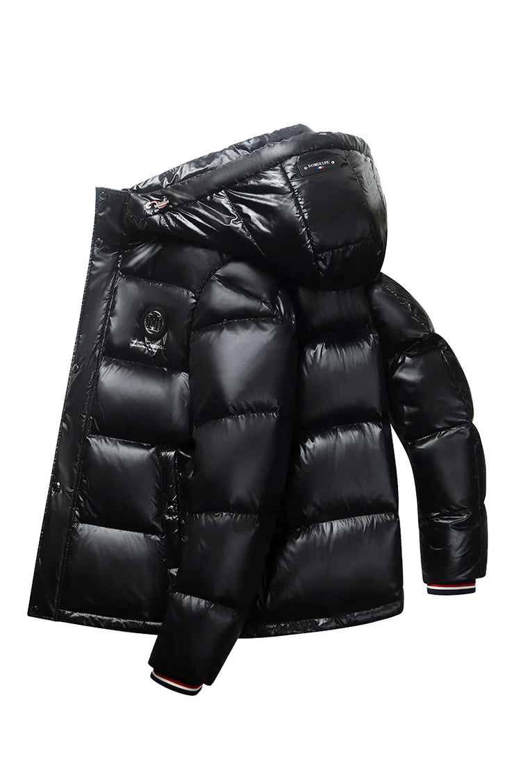 Men Down Jacket 2025 Trendy White Duck Down Thick Cold Proof Warm Hooded Pike Coat Outdoor Casual Winter Zipper Puffer Jacket