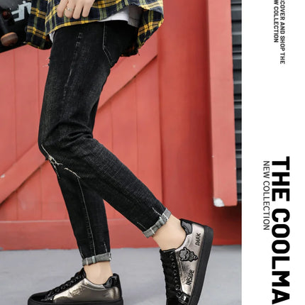 Men Casual Shoes Patent Leather Flats Skate Men Cool Driving Shoes Male Walking Shoes Sneakers Dress Trend the Latest Leisure