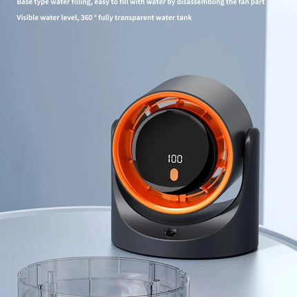 Ventilatore Nebulizzatore con Funzione Umidificatore 360° °   Ventilatore da tavolo regolabile con display LED 100 velocità 16 ° C Ice Fog Batteria da 1800mAh a Lunga Durata