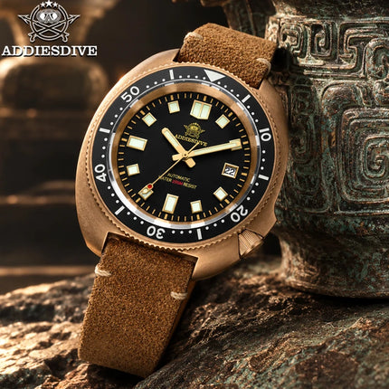 ADDIESDIVE Automatic Watch Men Luxury Bronze Watches Sapphire Super C3 Luminous 200m Waterproof Dive 8215 Mechanical Wristwatch