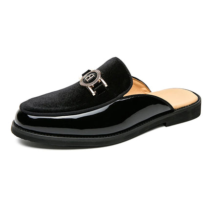 Scarpe casual in pelle da uomo Ciabatte nere di lusso Appartamenti di moda Pantofole da esterno traspiranti estive Mocassini slip on maschili firmati