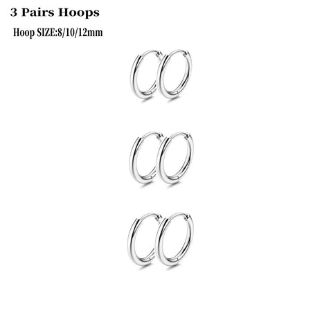 Set di 6 Paia di Orecchini per Piercing Multipli, Piccoli Orecchini a Cerchio, Orecchini a Perno con Zirconi, Opale e Perla per Donne platinumshop