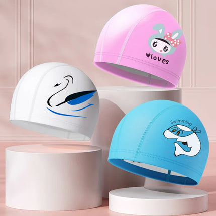 Bonnet de bain pour filles, dessin animé mignon, étanche, protection des oreilles, haute élasticité, chapeau de natation pour enfants, garçons, accessoires de natation pour bébés