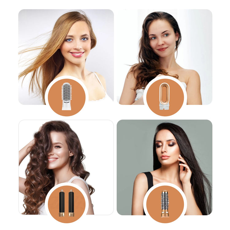 Multi Functional 5-In-1 Hot Air Comb Styling Set Including Dryer Straight Hair Brush Hair Dryer Automatic Curling Iron Gift