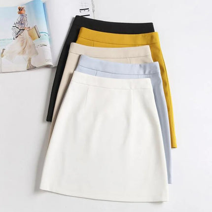 Minigonne estive Donna Chiffon Nero Bianco Moda Ufficiale Faldas 2022 Mujer Coreano Gonna a tubino Vita alta Breve Jupe femminile