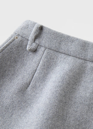 DUSHU Classic Long and Short Elastic Waist A-line Skirt 2025 Winter Skirt for Women Solid Simple Commuting Office Ladies College PlatiNum