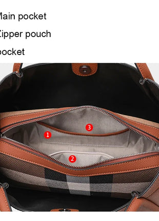 Borsa Tote in Tessuto a Righe con Bordi in Ecopelle, Manico Largo, Borsa a Spalla Grande per Uso Quotidiano e Pendolarismo