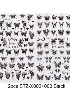 2pcs Stunning Black Butterfly Wings Nail Stickers Elegant Spring Nail Designs 3D Self-Adhesive Foils Nail Art Decorations