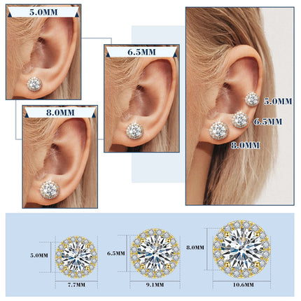 TUHE Unisex Classic Round Moissanite Earrings 925 Silver  For Women  D Color VVS1 Moissanite Round Earrings Fine Jewelry PlatiNum